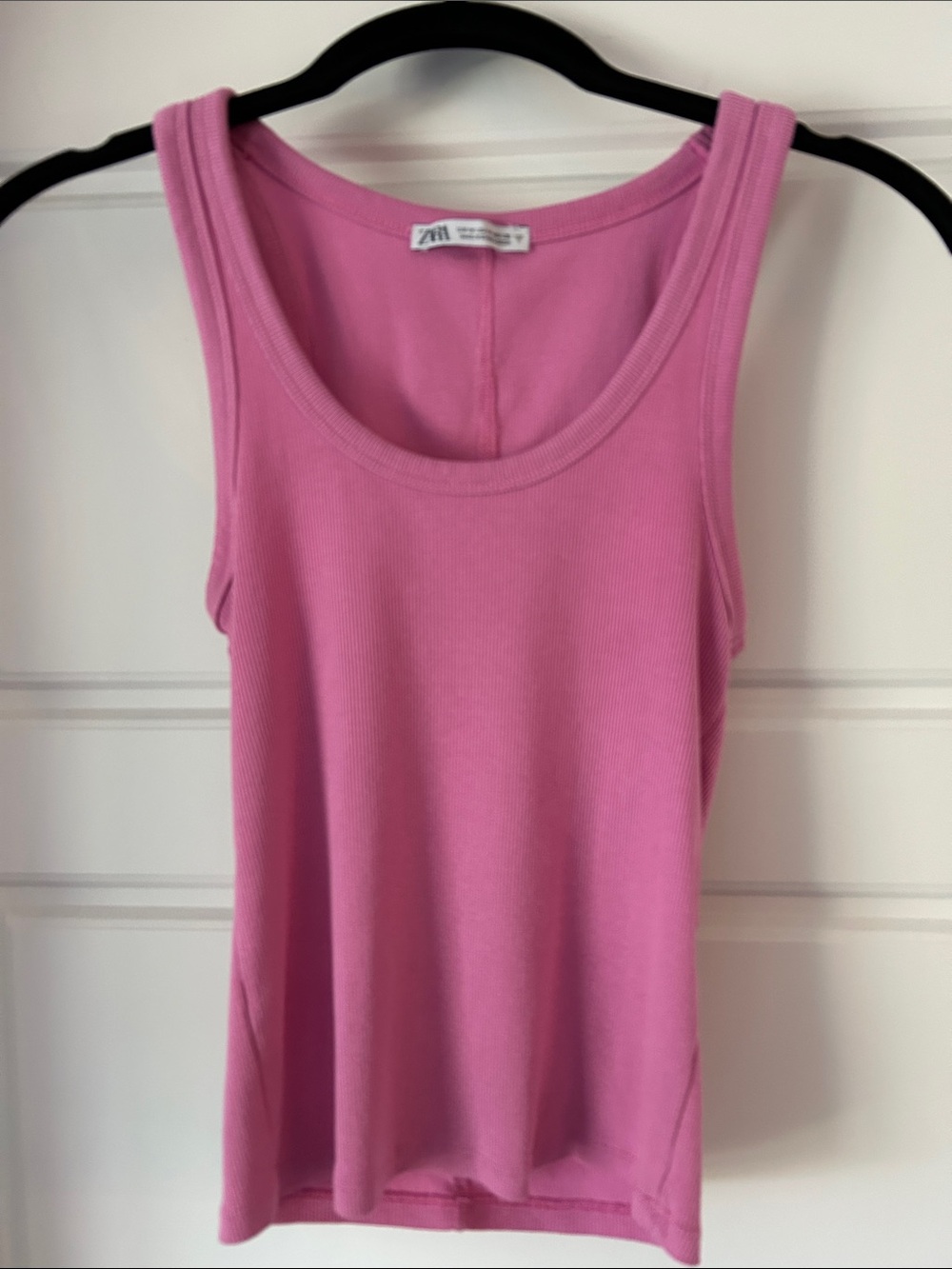 Zara Pink Ribbed Tank Top - Sleeveless Women’s Top - Medium